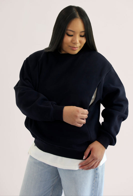 Navy Breastfeeding Crewneck
